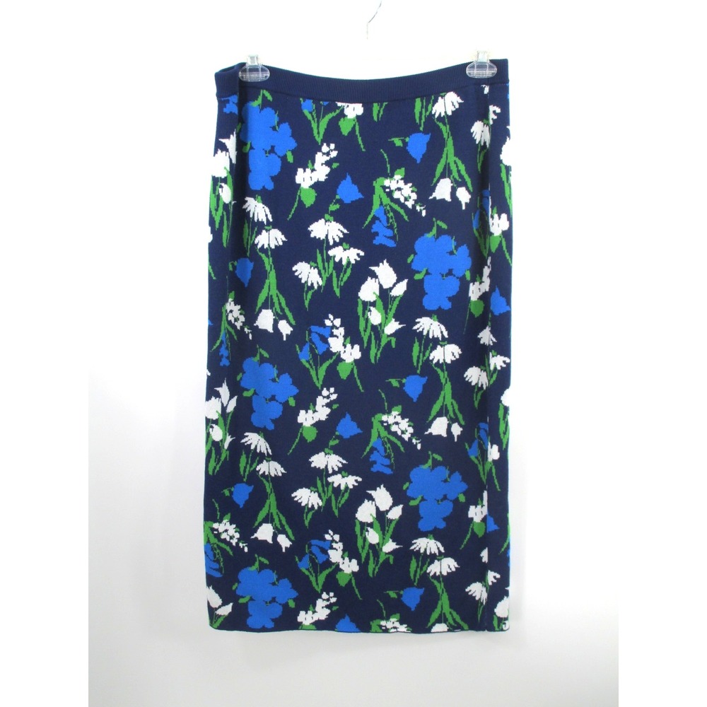 Kate Spade New York Maxi Knit Skirt Womens Large Blue Floral Cottagecore Boho